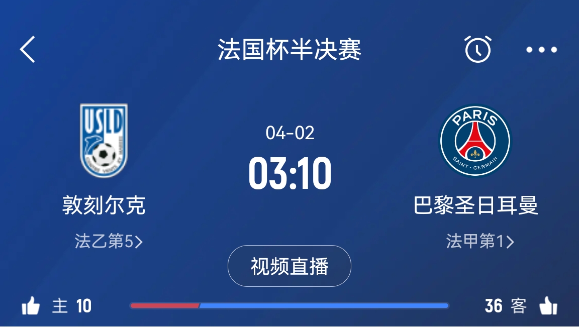 繼續(xù)大撤退？法國杯半決賽敦刻爾克挑戰(zhàn)巴黎，此前連續(xù)逆轉(zhuǎn)法甲隊(duì)